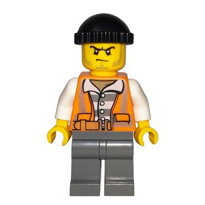 Figurine Criminal, Open Orange Safety Vest Over Prison Shirt, Black Hat, Stubble du set 60138