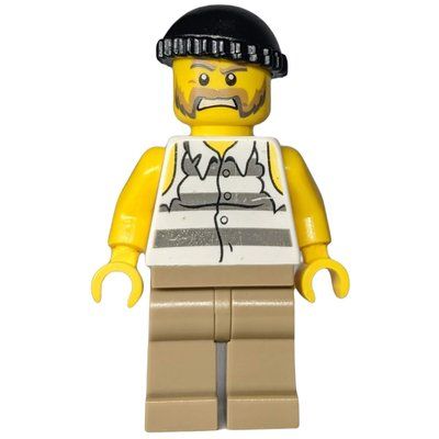 Figurine Criminal, Torn Prison Shirt, Dark Tan Legs, Black Hat, Beard du set 60048