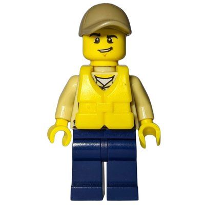 Figurine Swamp Police / Ranger, Tan Shirt with Badge and Radio, Dark Blue Legs, Dark Tan Cap, Yellow Life Vest du set 60069