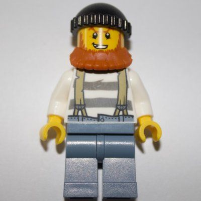 Figurine Criminal, Prison Shirt with Suspenders, Black Hat, Dark Orange Beard du set 60066