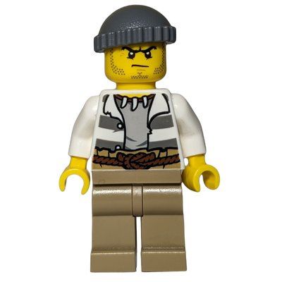 Figurine Criminal, Open Prison Shirt, Dark Tan Legs, Dark Bluish Gray Hat du set 60070