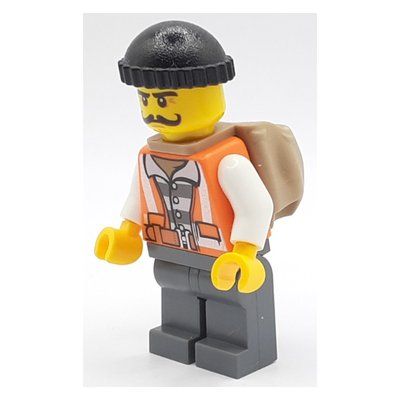 Figurine Criminal, Open Orange Safety Vest Over Prison Shirt, Black Hat, Moustache du set 60139