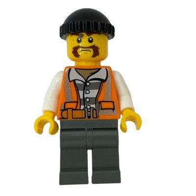 Figurine Criminal, Open Orange Safety Vest Over Prison Shirt, Black Hat, Bushy Moustache du set 60137