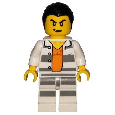 Figurine Criminal Carl Cold, Open Prison Shirt #86737 over Orange Top, Black Hair du set 60128