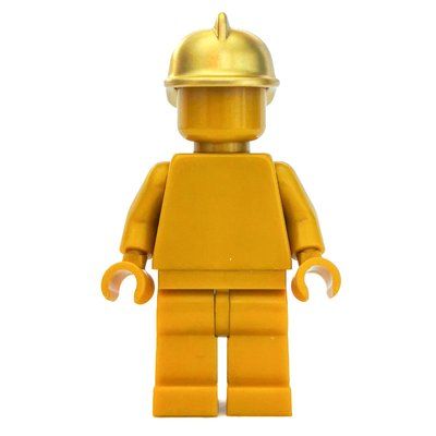 Minifigure Statue, Pearl Gold, Fire Helmet from set 60207