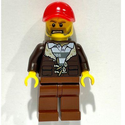 Figurine Criminal, Open Dark Brown Jacket over Prison Shirt, Red Cap, Beard du set 60175