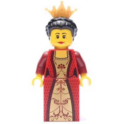 Minifigur Queen - Red Torso, Red Slope for Legs, Black Hair aus Set 7952