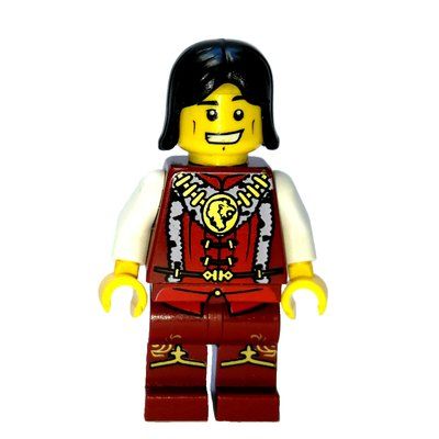 Minifigur Prince - Dark Red Torso, Dark Red Legs, Black Hair aus Set 7952