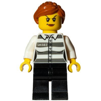 Figurine Criminal, Woman, Prison Shirt with #50382, Dark Orange Hair du set 60243