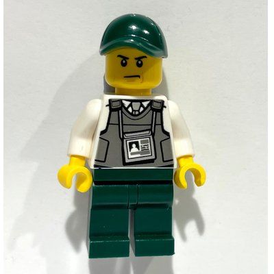 Figurine Security Guard, Dark Bluish Gray Vest with ID Badge, Dark Green Cap du set 60175