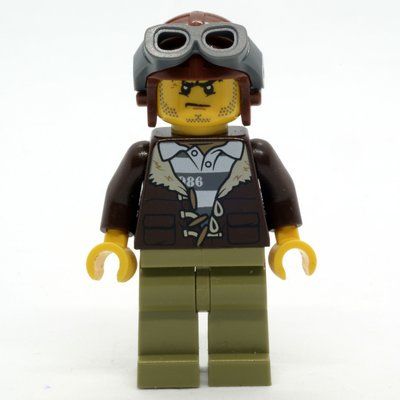 Figurine Criminal, Open Dark Brown Jacket over Prison Shirt, Reddish Brown Hat with Goggles du set 60174