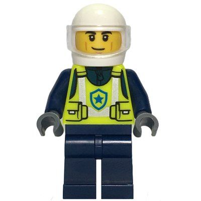 Minifiguur Police Officer, Vibrant Yellow Police Vest, White Helmet with Visor uit set 30664