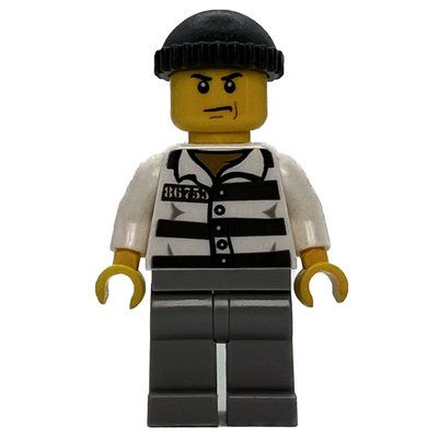 Figurine Criminal, Prison Shirt with #86753, Light Bluish Gray Legs, Dark Bluish Gray Hat du set 10720