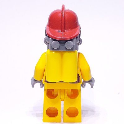 Minifigure Fireman, Bright Light Orange Fire Suit, Dark Red Helmet, Breathing Apparatus, Airtanks, Sweat Drops del set 4430