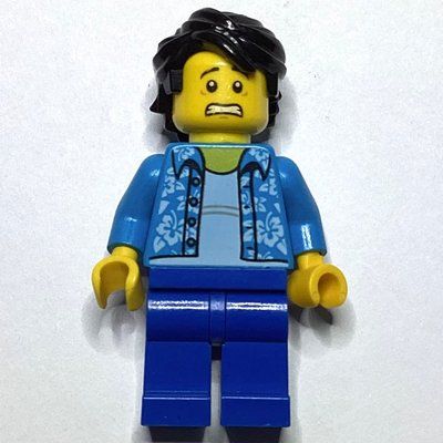 Figurine Man, Open Dark Azure Hawaiian Shirt, Blue Legs, Black Hair du set 60212