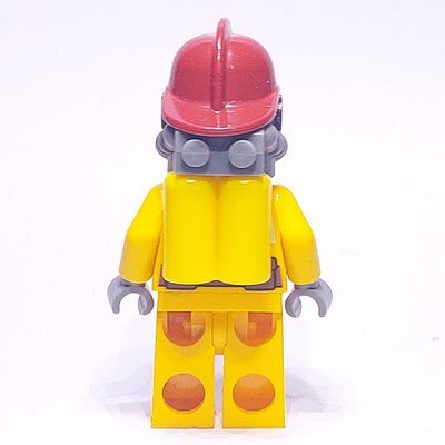 Minifigure Fireman, Bright Light Orange Fire Suit, Dark Red Helmet, Breathing Apparatus, Airtanks from set 853378