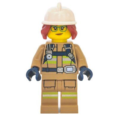 Minifigure Freya McCloud, Dark Tan Fire Suit with Gauge and Straps del set 60248