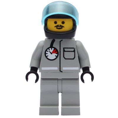 Minifigur Fireman, Shirt with Gauge and Pocket, Light Gray Legs, Black Helmet with Visor aus Set 6554