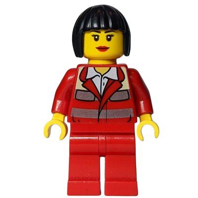 Minifigura Paramedic, Woman, Red Uniform, Black Hair del set 4431