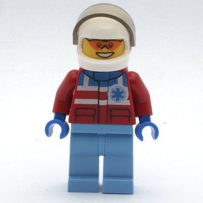Figurine Paramedic, Red Jacket with Star of Life, White Helmet with Visor, Orange Sunglasses du set 60179