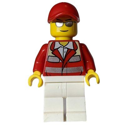 Figurine Paramedic, Red Jacket, White Legs, Red Cap, Silver Sunglasses du set 60116