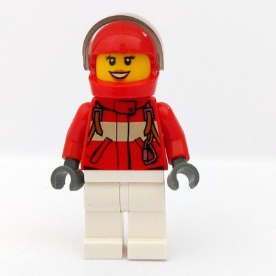Figurine Paramedic, Woman, Red Jacket, White Legs, Red Helmet with Visor du set 60116