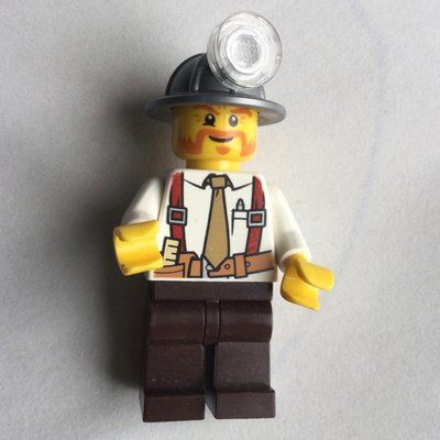 Figurine Miner, White Shirt with Tie and Suspenders, Mining Hat, Mutton Chops and Moustache du set 4204