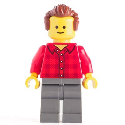Figurine Red Torso Plaid, Dark Bluish Grey Legs, Reddish Brown Hair du set 10255