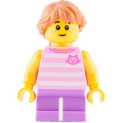 Figurine Kid, Bright Pink Torso, Medium Lavender Legs, Medium Nougat Hair du set 10264