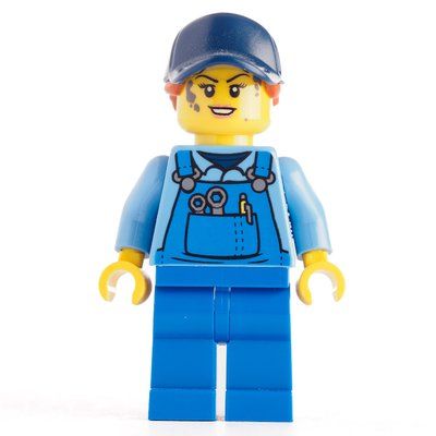 Figurine Mechanic, Medium Blue Torso, Blue Overall, Blu Cap with Hair du set 10264