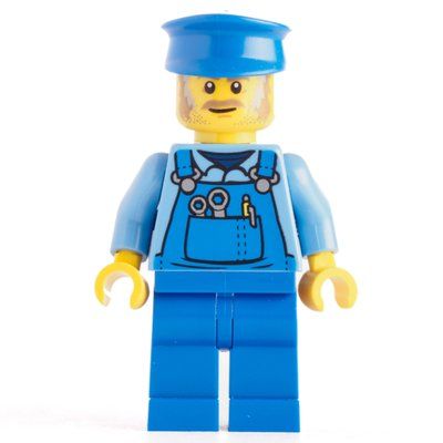 Figurine Mechanic, Medium Blue Torso, Blue Overall, Blue Hat du set 10264