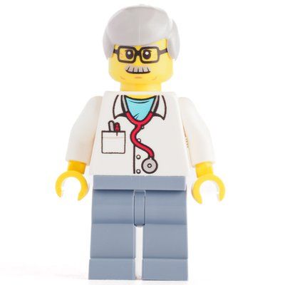 Figurine White Torso Lab Coat, Sand Blue Legs, Light Bluish Grey Legs du set 10264
