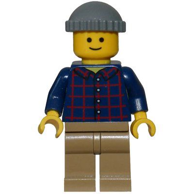 Figurine Man, Plaid Shirt, Dark Tan Legs, Dark Bluish Gray Cap du set 10246