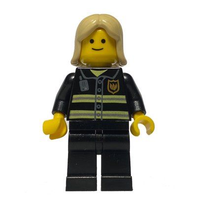 Figurine Fire Fighter, Black Torso, Black Legs, Tan Hair du set 10197