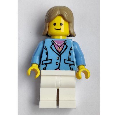 Minifigure Medium Blue Torso, White Legs, Dark Tan del set 10182