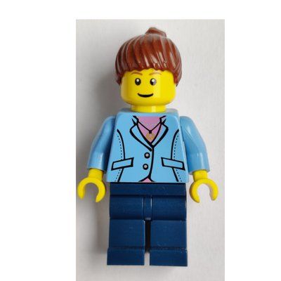 Minifigura Medium Blue Torso, Dark Blue Legs, Reddish Brown Hair del set 10190