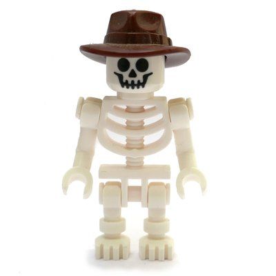 Minifiguur Skeleton, Standard Face, Fedora uit set 21320
