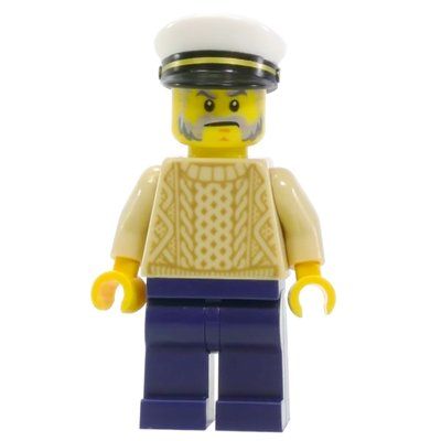 Minifigur Tan Torso Sweater, Dark Blue Legs, Captain Hat aus Set 21310