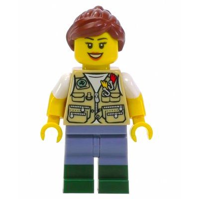 Minifigur Tan Torso, Sand Blue Legs, Reddish Brown Hair aus Set 21310