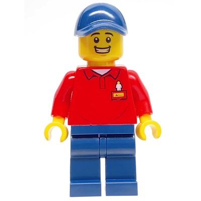 Minifigura LEGOLAND Employee, Red Torso, Dark Blue Legs, Dark Blue Cap del set 40393