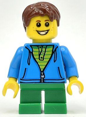 Figurine Kid, Dark Azure Torso, Green Legs, Reddish Brown Hair du set 40346
