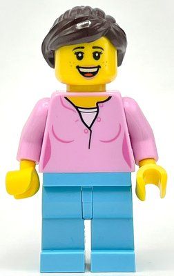 Figurine Bright Pink Torso, Medium Azure Legs, Dark Brown Hair du set 40346