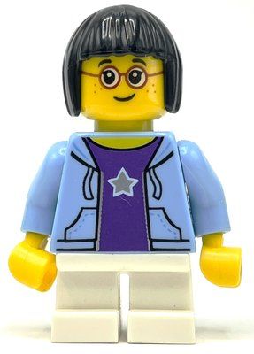 Figurine Kid, Bright Light Blue Torso, White Legs, Black Hair du set 40346