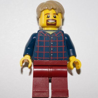Minifigura Dark Blue Torso, Dark Red Legs, Dark Tan Hair del set 40166