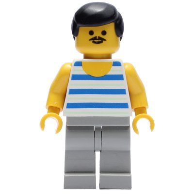 Minifiguur White Torso, Light Grey Legs, Back Hair uit set 4161