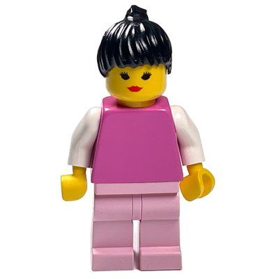 Minifiguur Medium Dark Pink Torso, Pink Legs, Black Hair uit set 4161