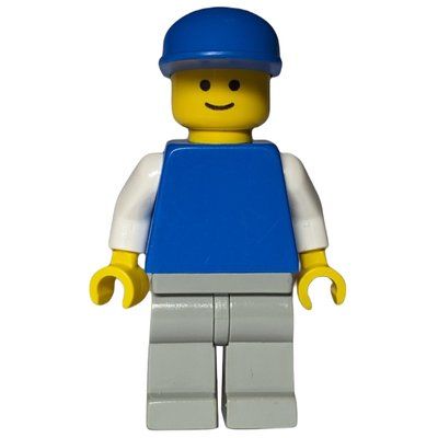 Minifigur Blue Torso, Light Grey Legs, Blue Cap aus Set 4153