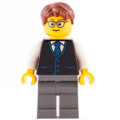 Minifigura Launch Director - Black Torso, Dark Bluish Grey Legs, Reddish Brown Hair del set 60228