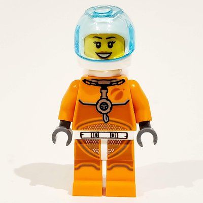Figurine Astronaut - Orange Torso and Legs, White Helmet, Trans-Light Blue Visor, Female du set 60227