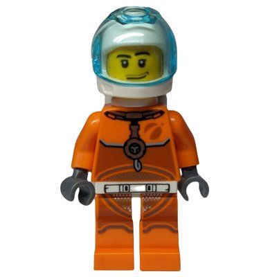 Figurine Astronaut - Orange Torso and Legs, White Helmet, Trans-Light Blue Visor, Stubble du set 60225